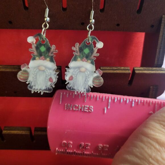 Charming Christmas Antler Gnome Acrylic Earrings - Picture 6 of 6